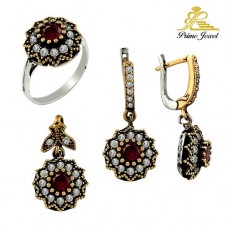 Gümüş Otantik Taşlı Set